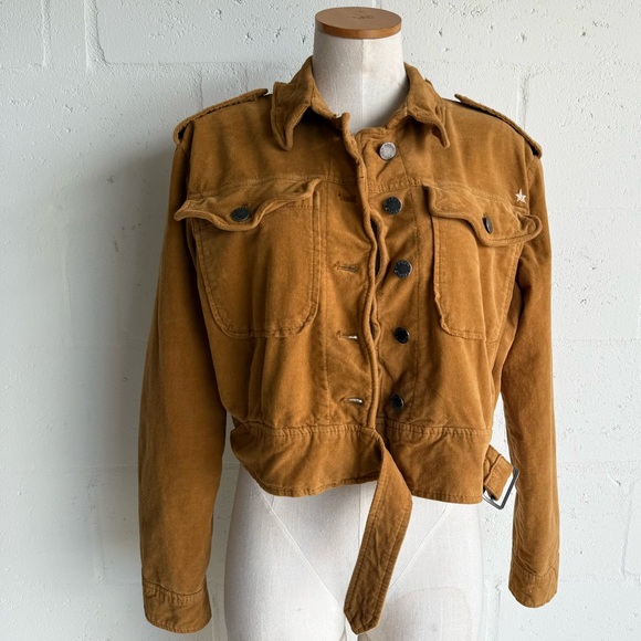 Free People Everlyn Jacket Small suede Brown Button Up Pockets Lined Motorcycle - Picture 5 of 13